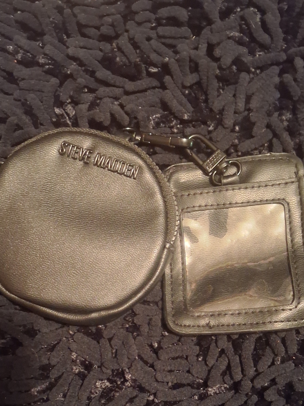 Steve Madden Metallic Black Coin Pouch with ID Slot